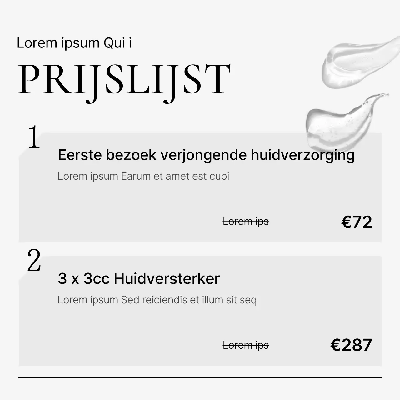 Ziekenhuis marketing procedure evenement kortingsprijzen om een eenvoudige witte en lichtblauwe dermatologie praktijk te promoten