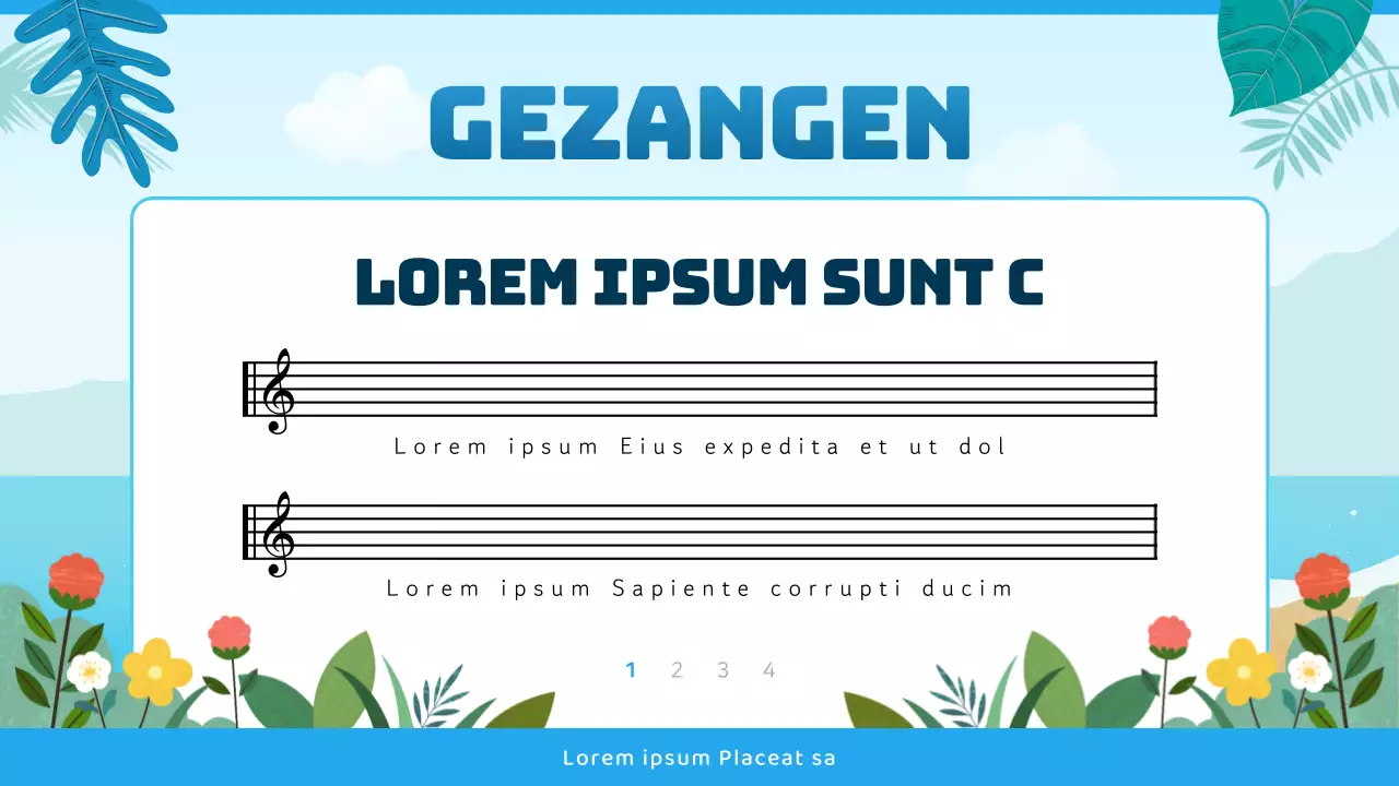 Kerkdienstgids met tropische uitstraling in blauw en lichtblauw