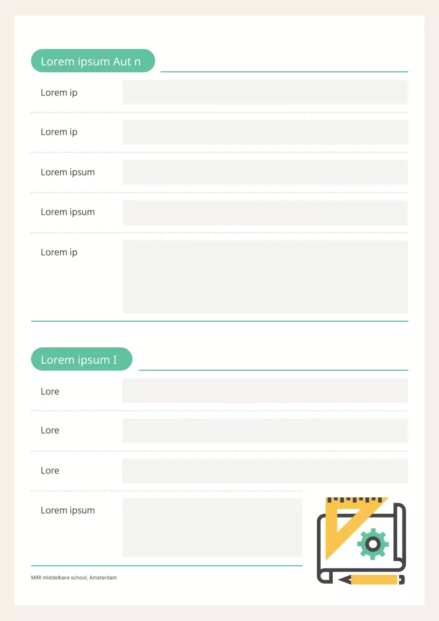 Schattige gele en mintkleurige schoolagenda planner