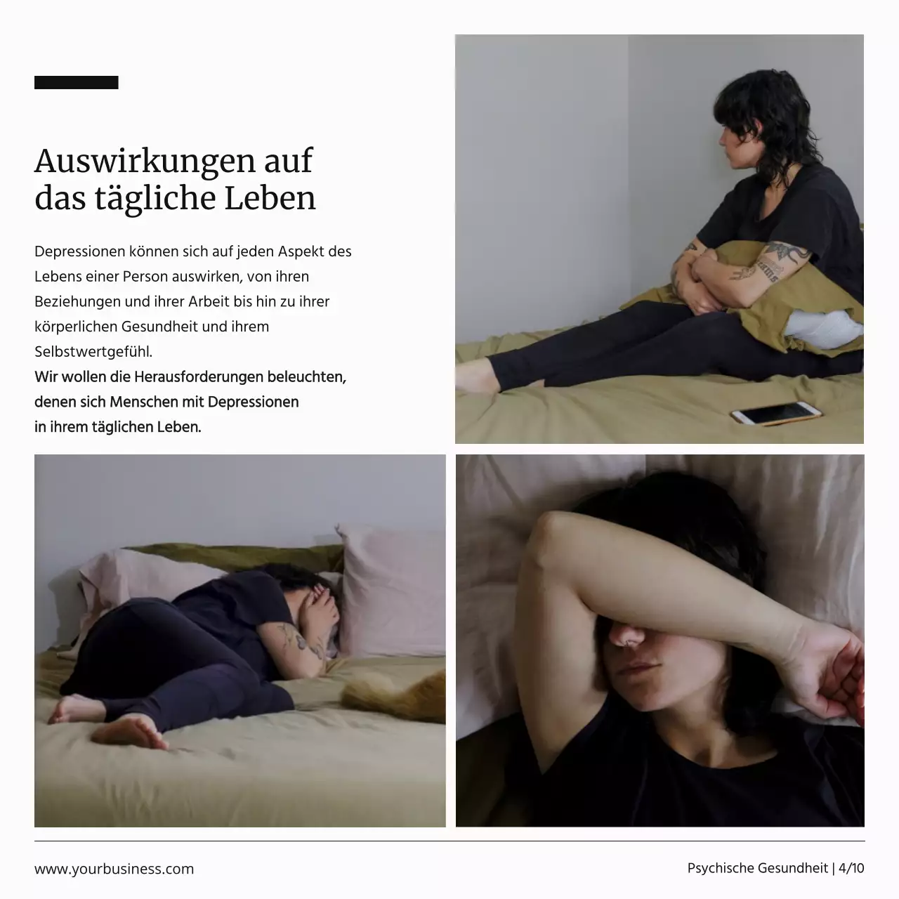 Schwarz-weiße Minimalwerbung für die Kampagne zur psychischen Gesundheit