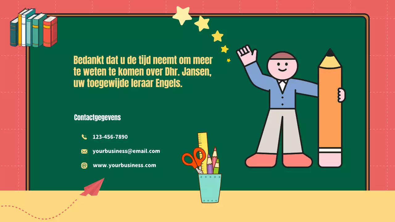 Rood en geel modern lesmateriaal voor leraren