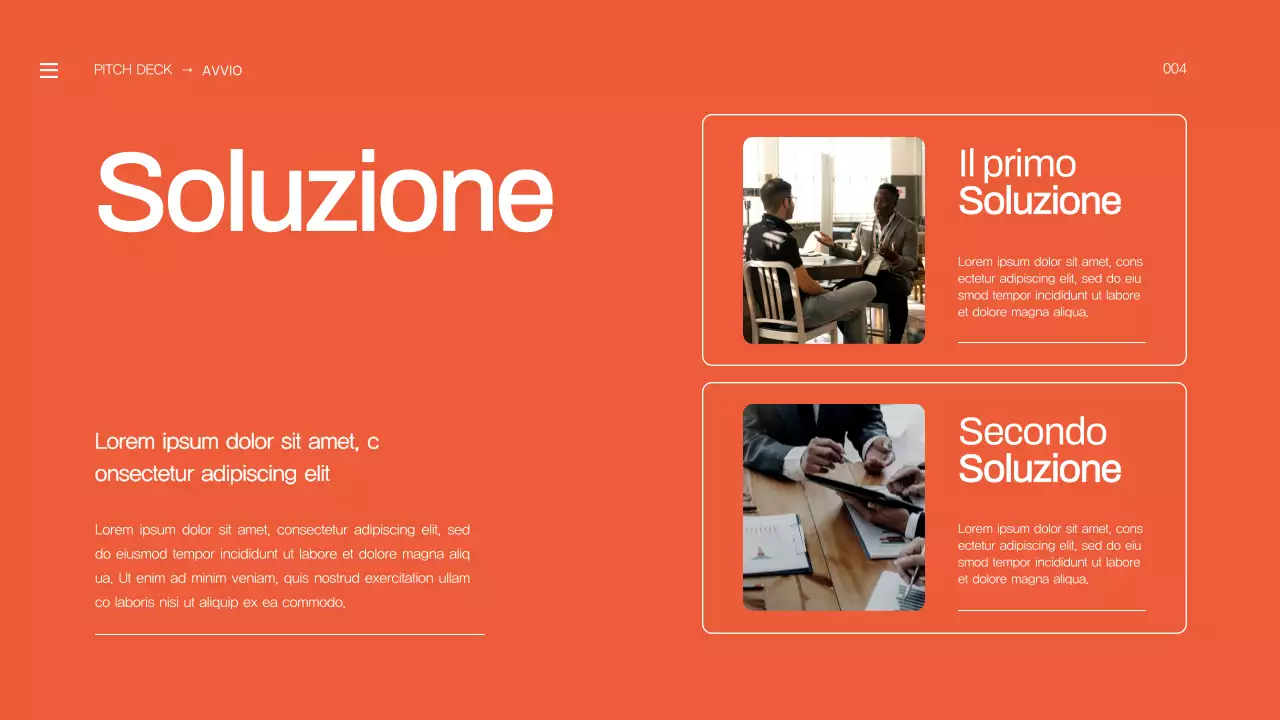 Proposta di lancio di un'impresa in grassetto arancione