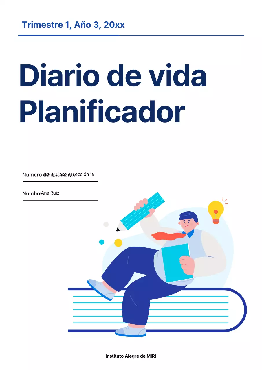 Una sencilla agenda azul y blanca