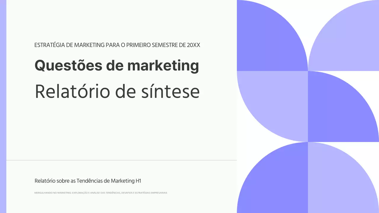 Relatório de tendências simples sobre questões de marketing em roxo e preto