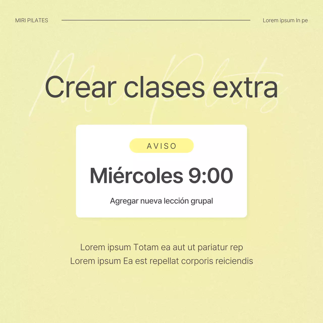 Anunciamos la incorporación de una moderna clase de Pilates en blanco y amarillo