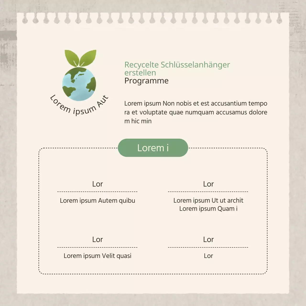 Leitfaden für das Upcycling-Programm Natural Style in Grün und Beige