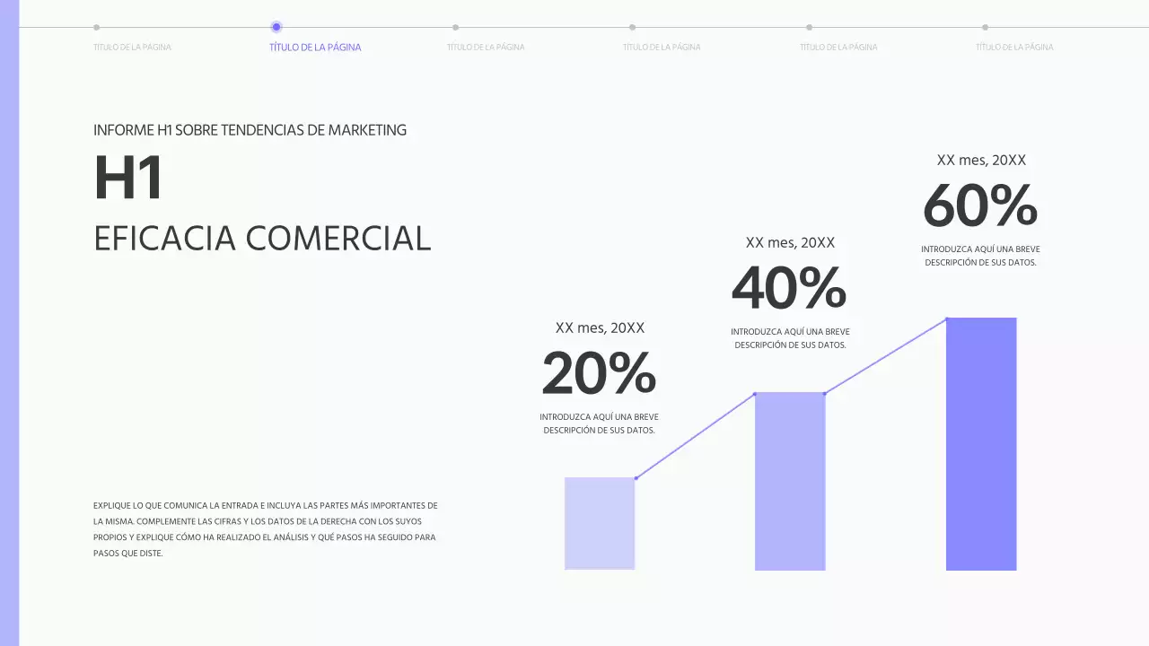 Informe sencillo sobre tendencias de marketing en morado y negro