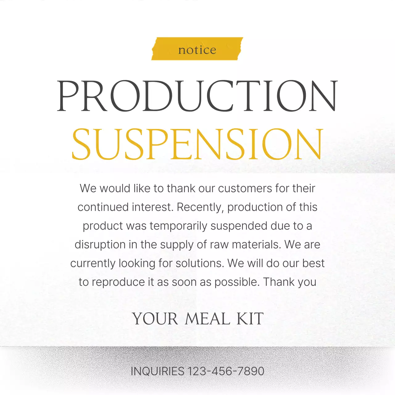 Yellow Simple Production Notice Social Media Post
