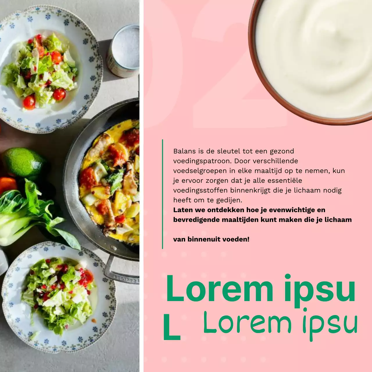 Groen en Roze Vers Gezond Voedsel Publiciteit