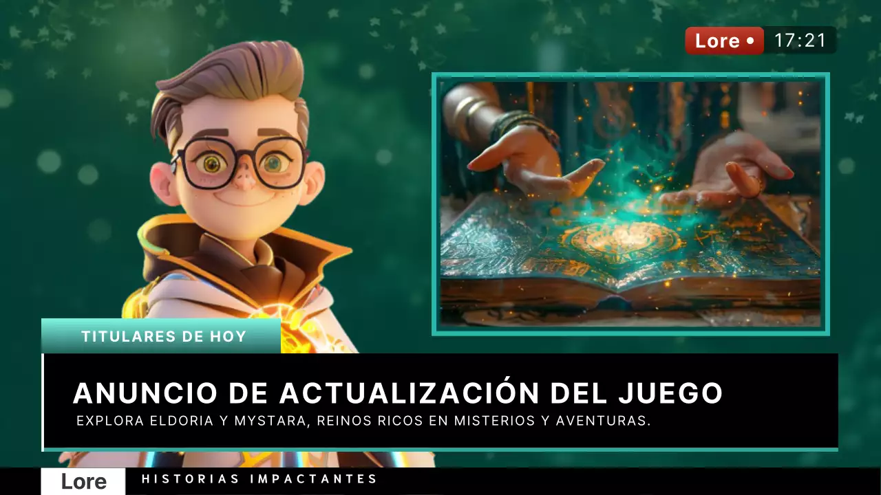 Sencillo anuncio de noticias sobre juegos en verde y negro