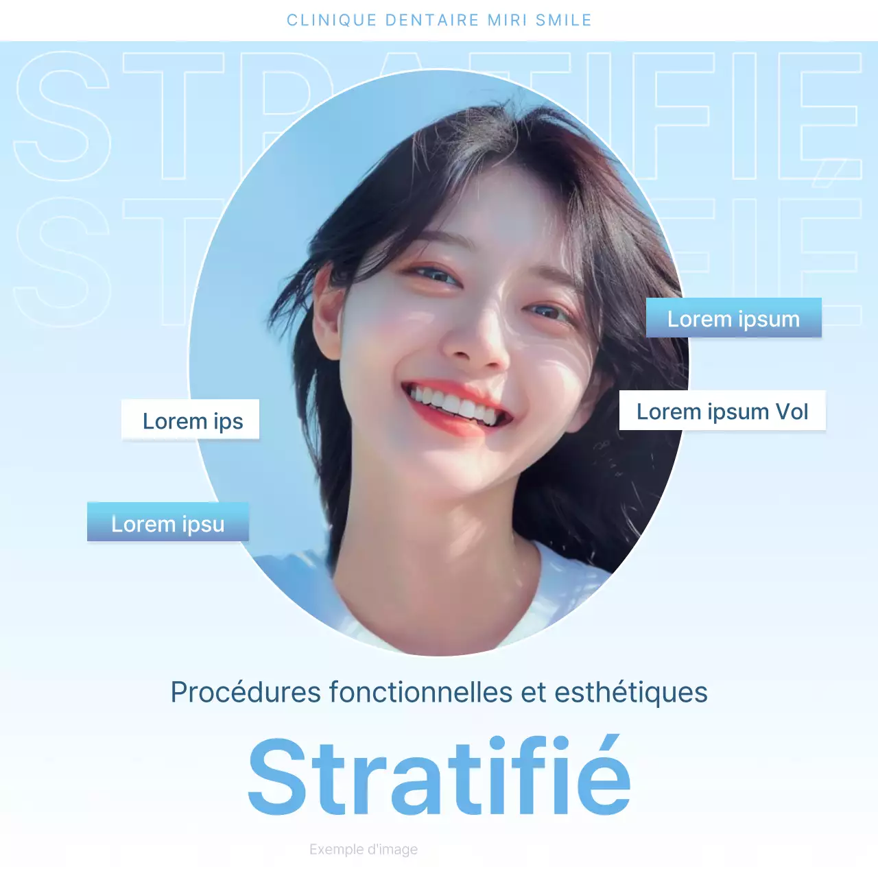 Une dentisterie simple en blanc et bleu clair pour promouvoir le guide d'information sur les procédures de l'hôpital