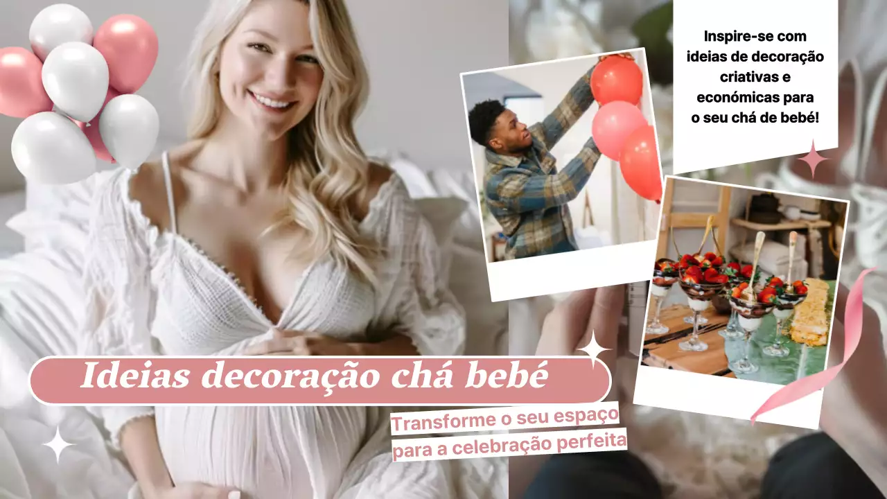 Vídeo do Chá de Bebé Elegante Rosa e Branco