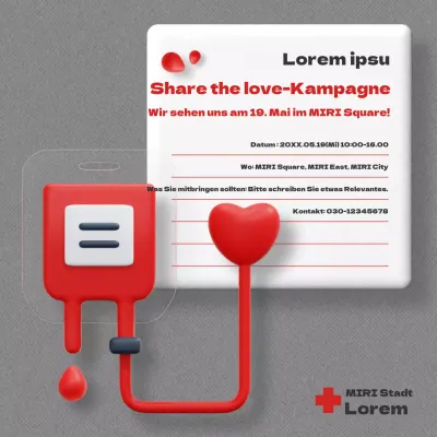 Eine minimalistische Blutspende-Kampagne in Rot und Grau