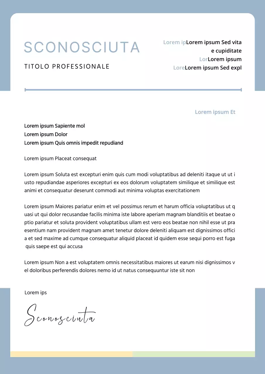 Lettera di presentazione semplice blu indaco