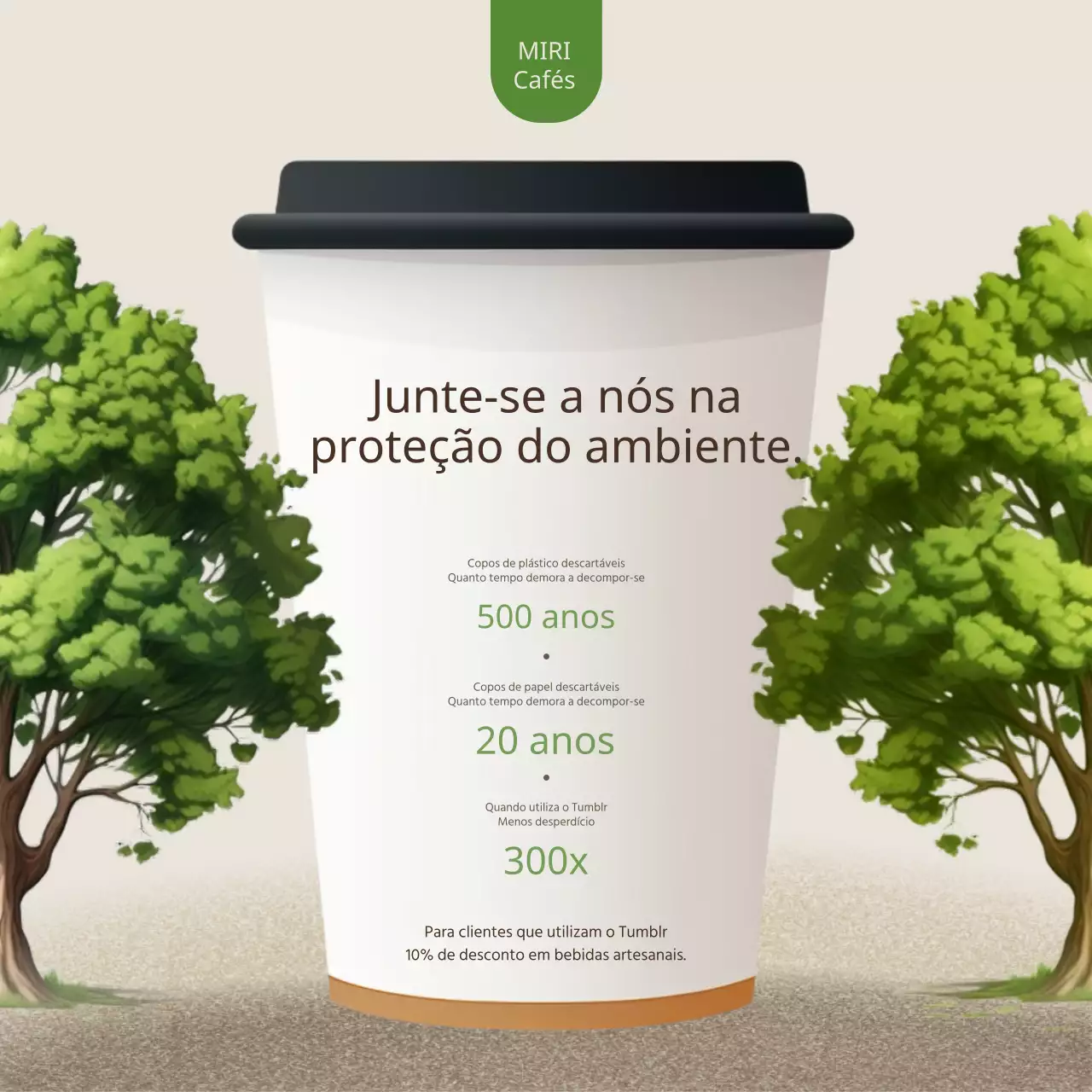 Marfim e verde para um toque natural Anúncio do evento do Dia do Ambiente