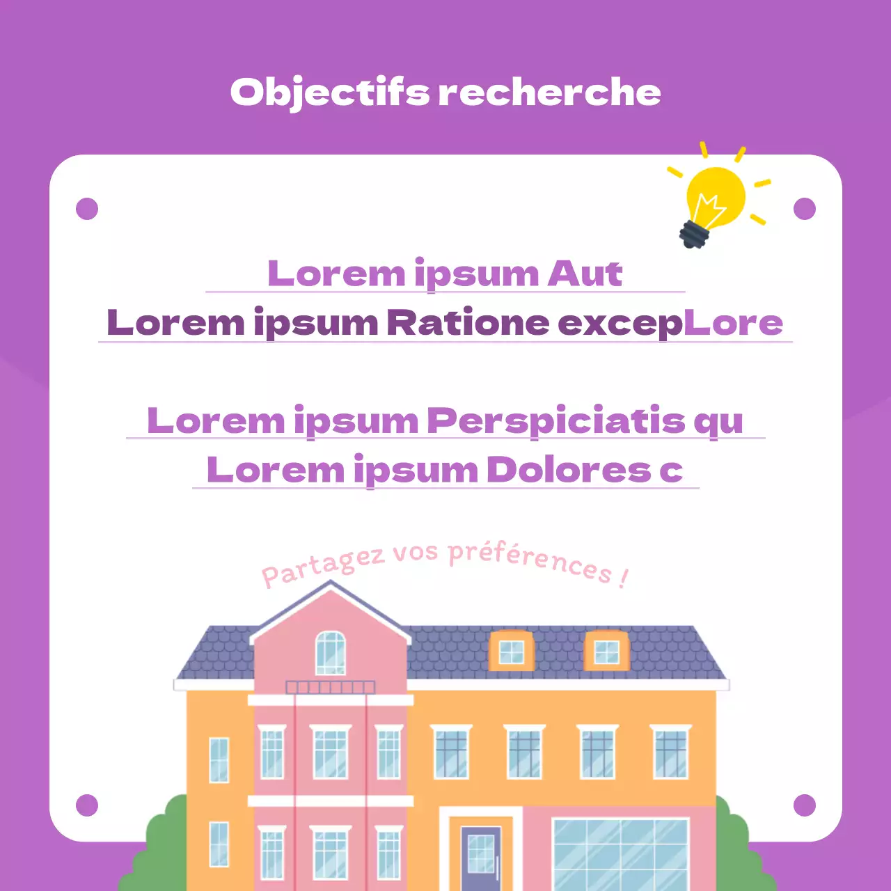 Une jolie annonce de programme institutionnel en violet et mauve