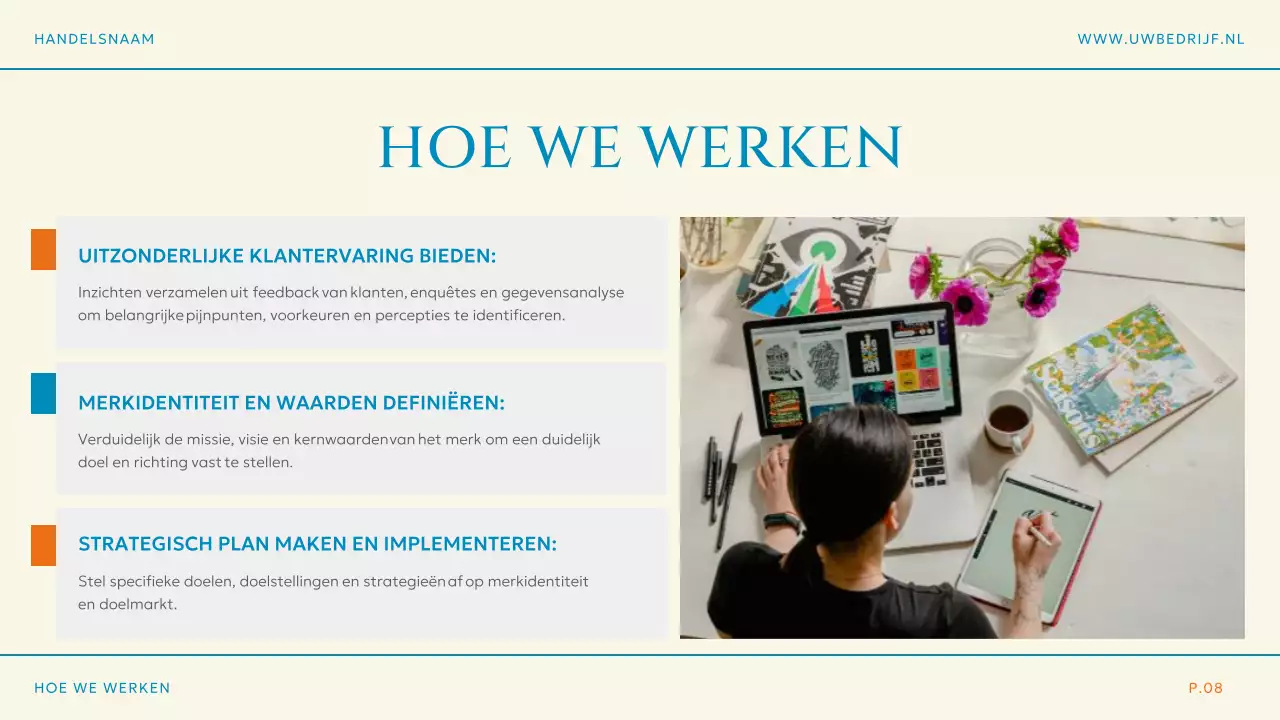 Blauw Oranje Eenvoudig Modern Merkstrategieplan