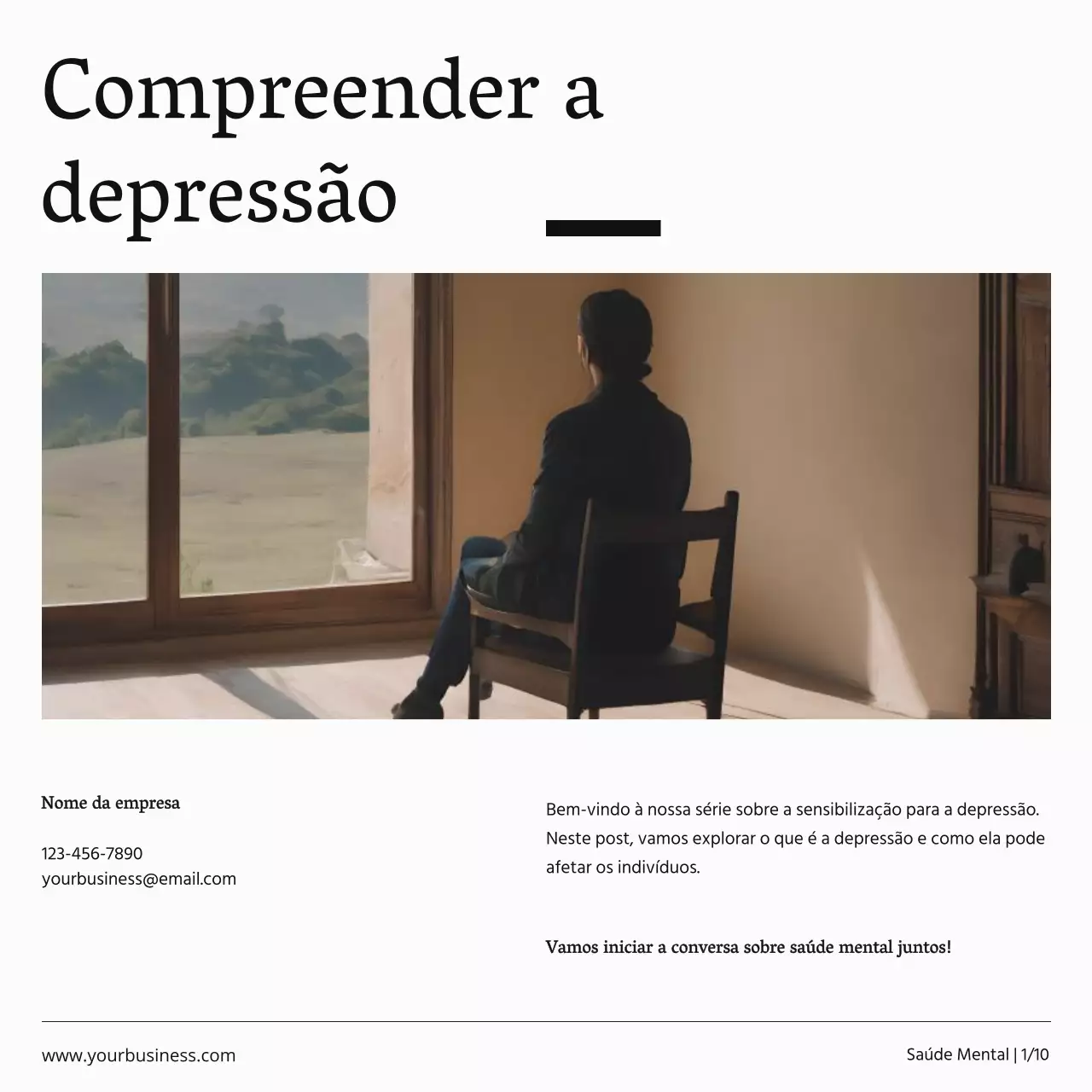 Publicidade da Campanha de Saúde Mental Mínima a Preto e Branco