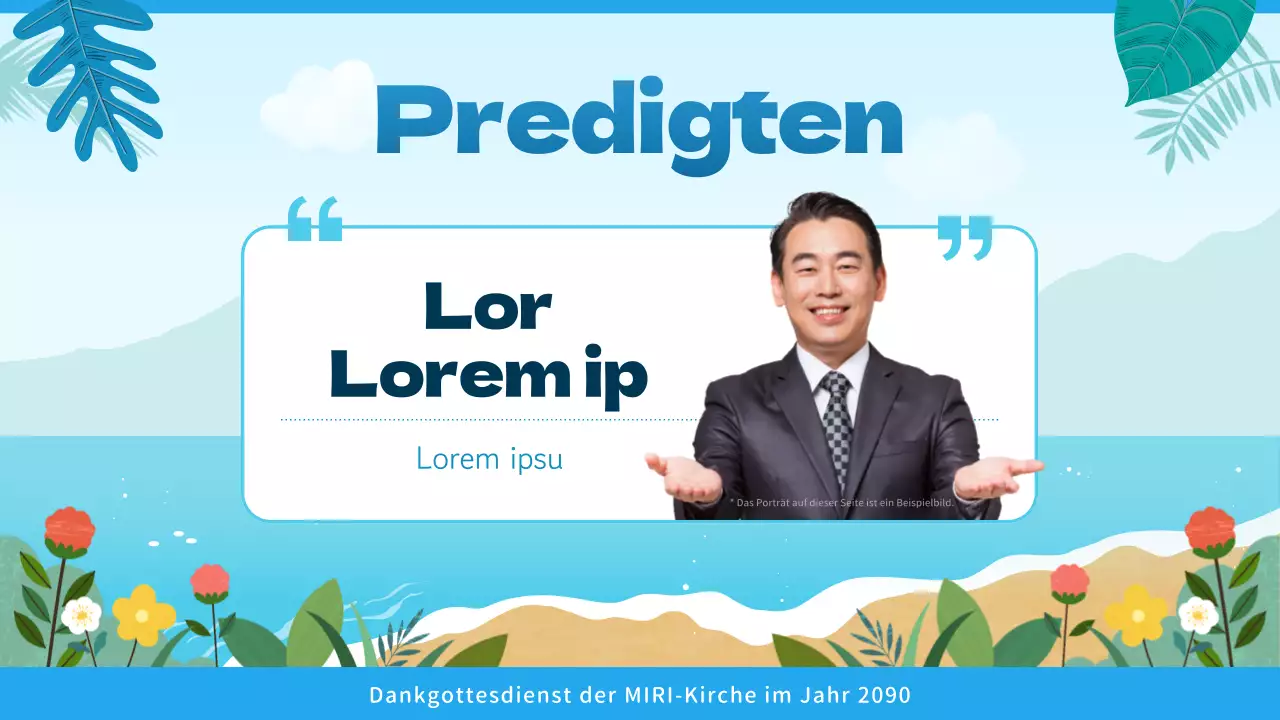 Gottesdienstführer mit tropischem Flair in Blau und Hellblau