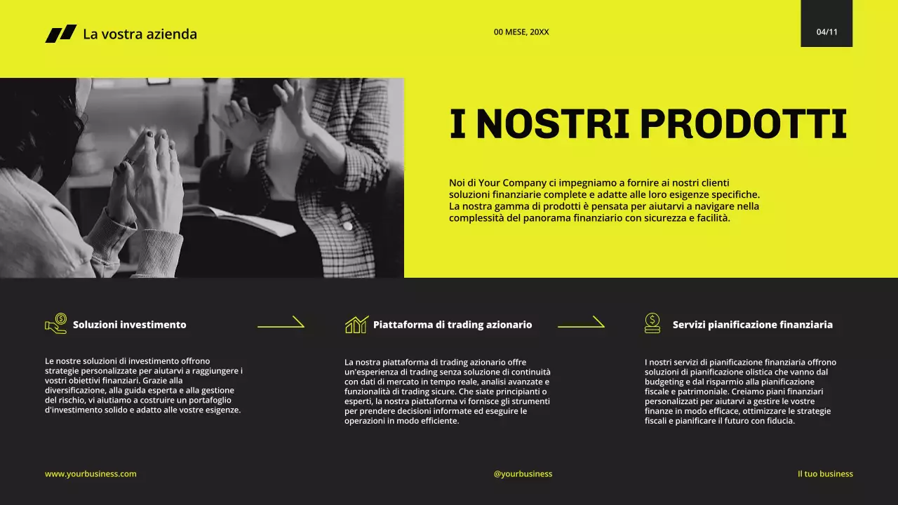 Giallo Nero Minimal Modern Business Company Profile for Company's Introduction (Profilo aziendale moderno e minimale per l'introduzione dell'azienda)