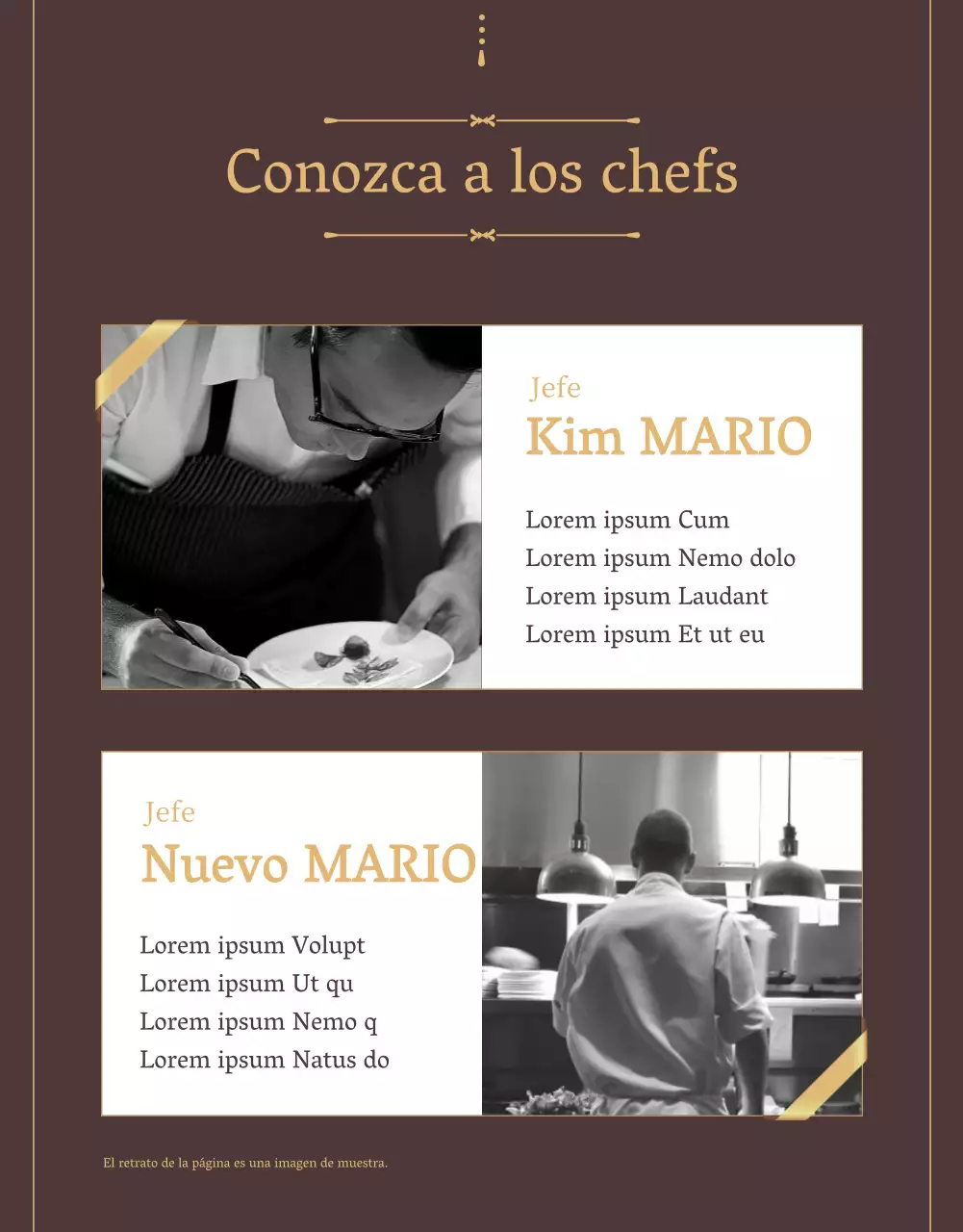 Promocione un vale de comida para un lujoso restaurante buffet en marrón y dorado