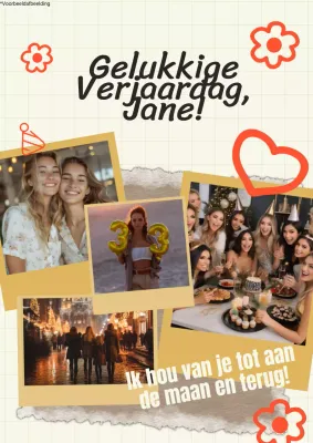 Oranje Beige Moderne Verjaardag Wens Video