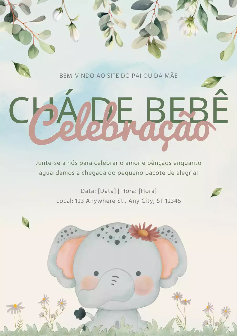 Aviso de boas-vindas para o chá de bebé azul-celeste natural e simples