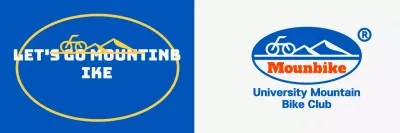 Simple logotype mountain biking club with mountains and bikes