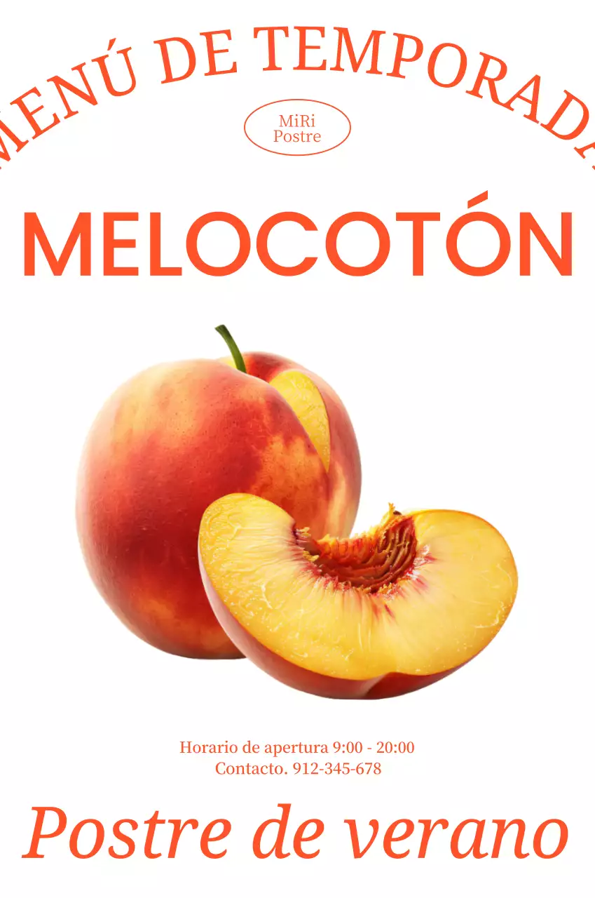 Melocotón a la francesa nueva señalización del menú