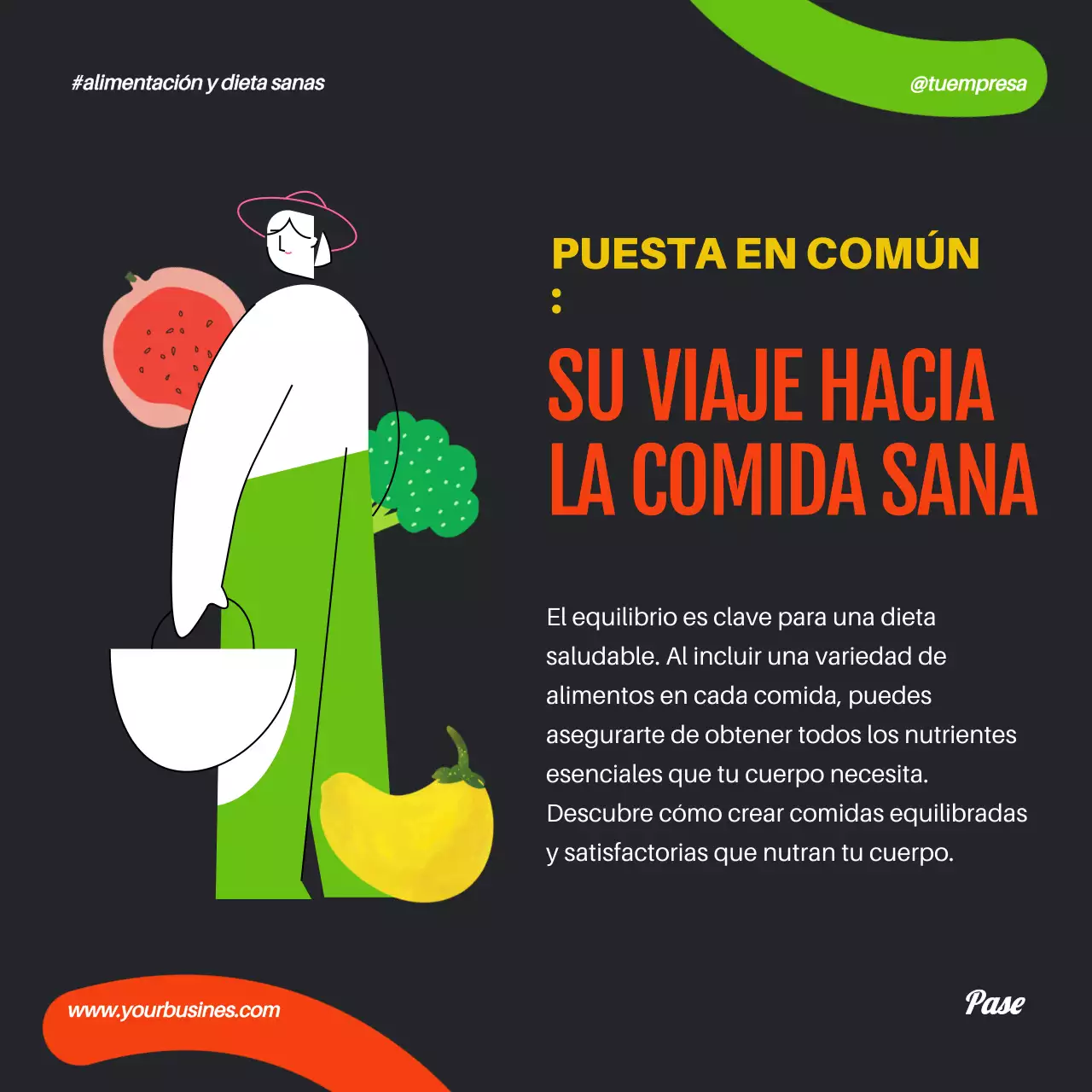 Popart Geométrico Naranja Verde Alimentación y Dieta Saludables