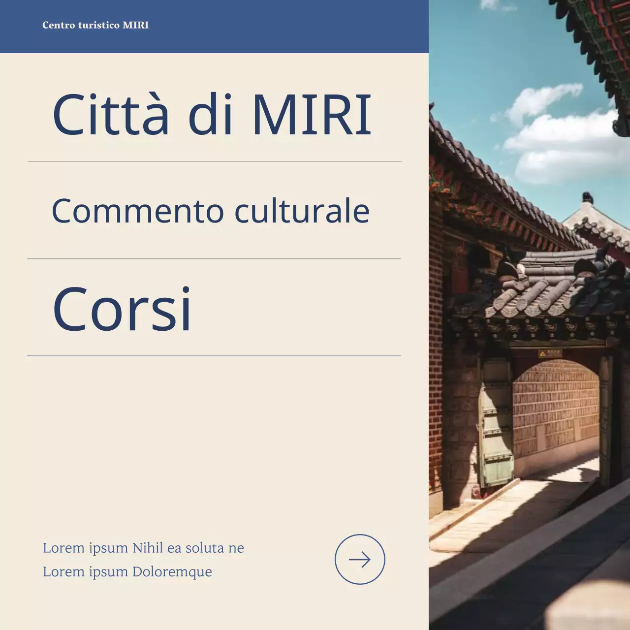 Informazioni sul corso di formazione per interpreti culturali semplici in blu navy e avorio