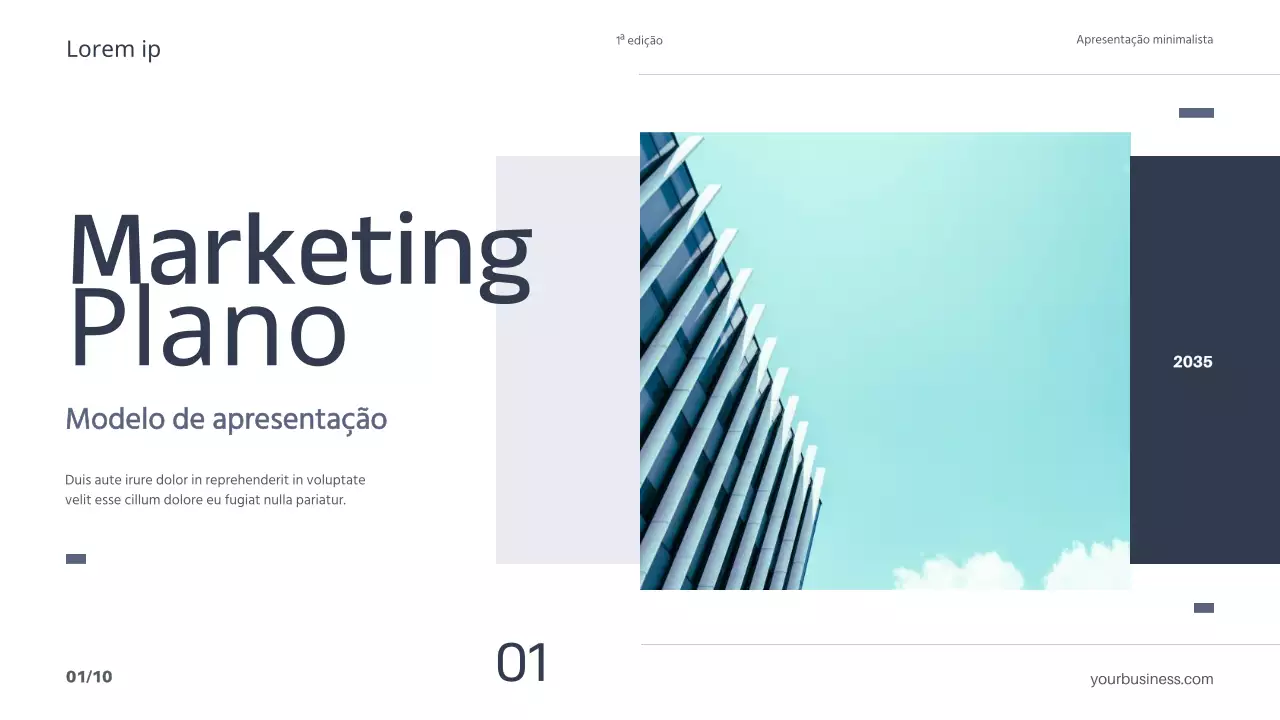 Branco Azul Mínimo Plano de Marketing Simples Estratégia
