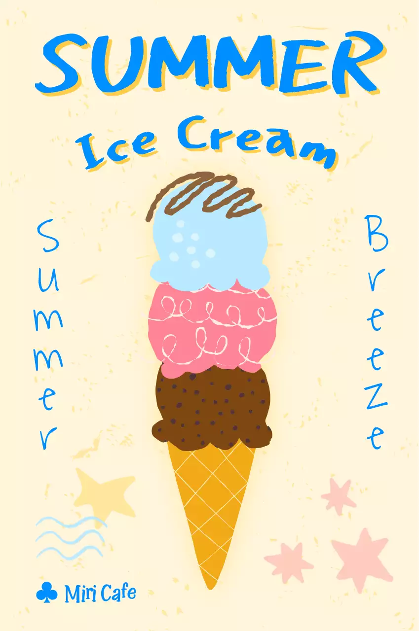 Papan nama es krim tepi pantai yang keren