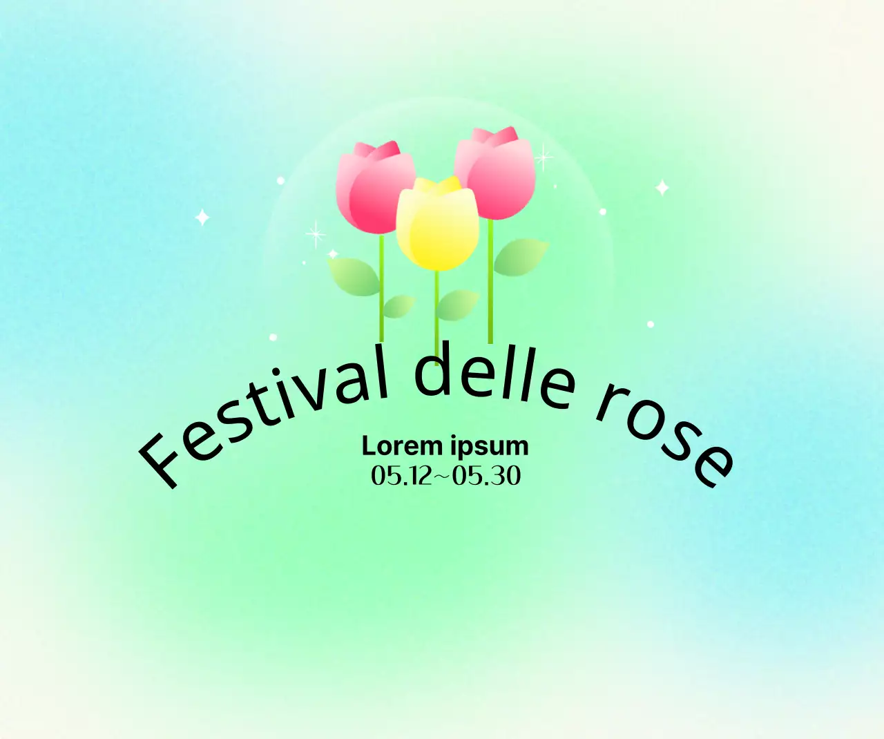 Festa dei fiori con illustrazioni floreali e sfondi sfumati per un'atmosfera luminosa e allegra.