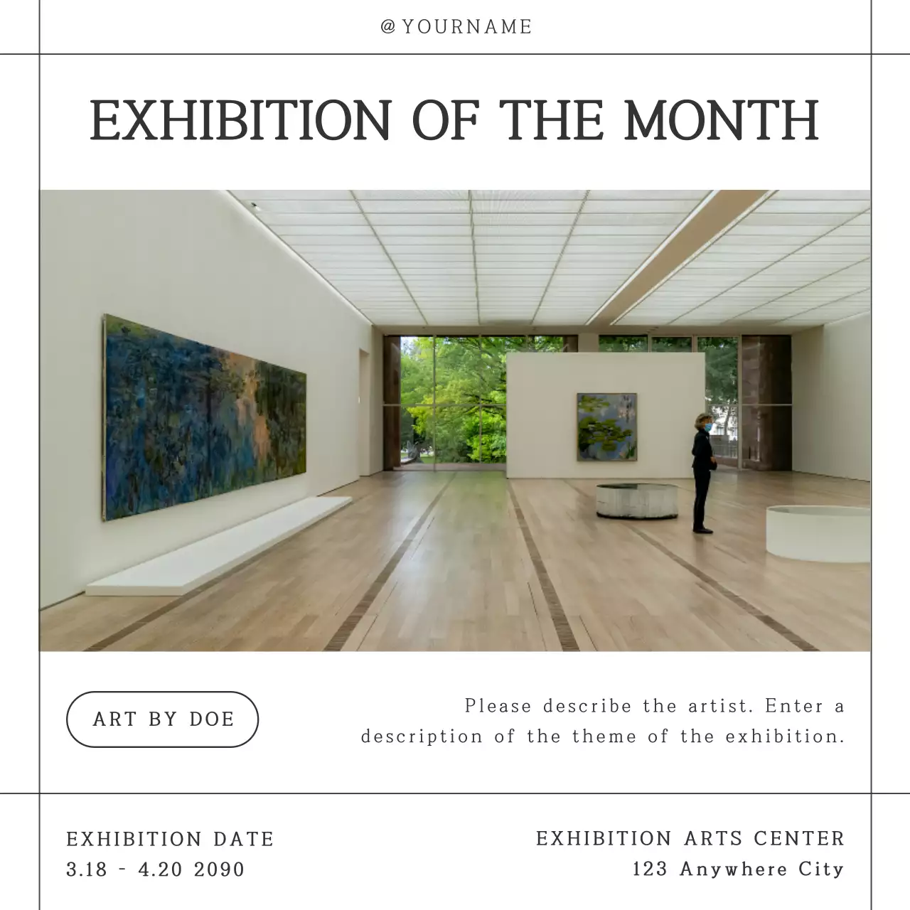 Beige Modern Art Exhibition Announcement Social Media Post