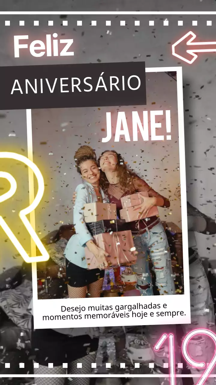 Saudação de aniversário de tendência moderna cor-de-rosa para um amigo