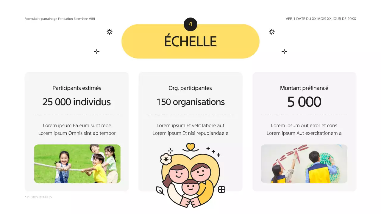 Proposition de parrainage d'enfants jaune et gris pour la Welfare Foundation