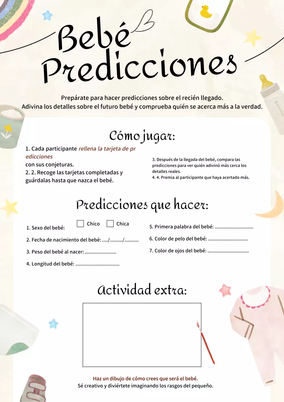 Actividades Baby Shower Marfil Beige Natural