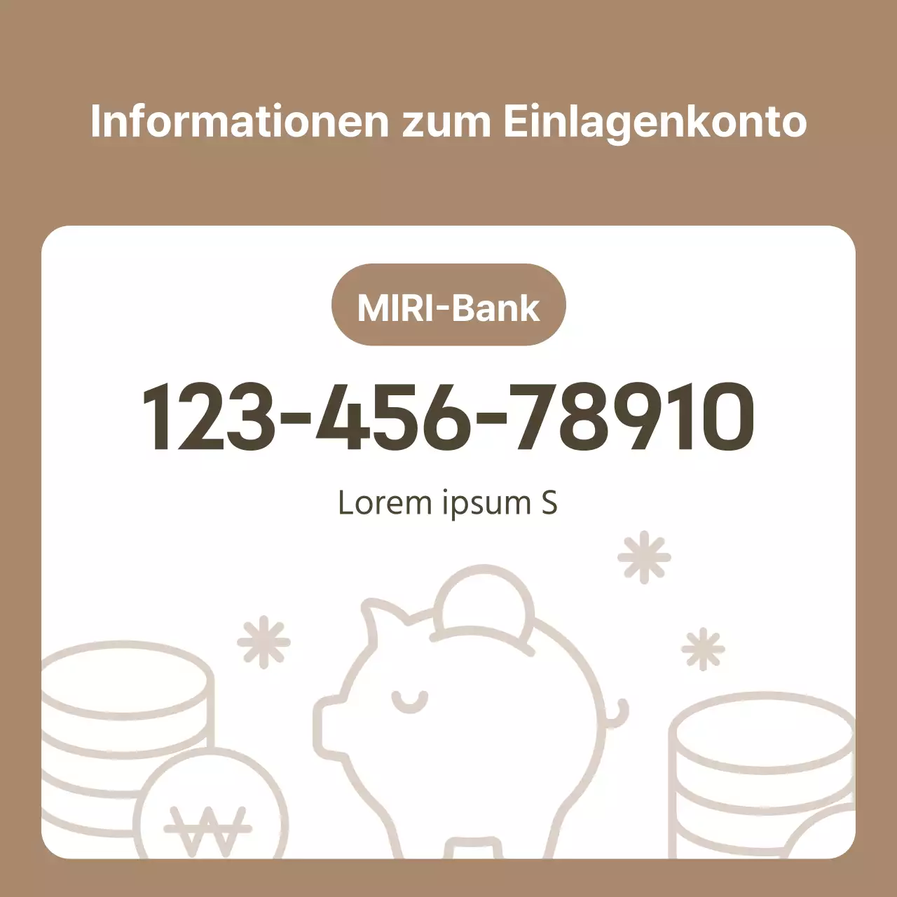 Braune und einfache Depositenkontoanzeige