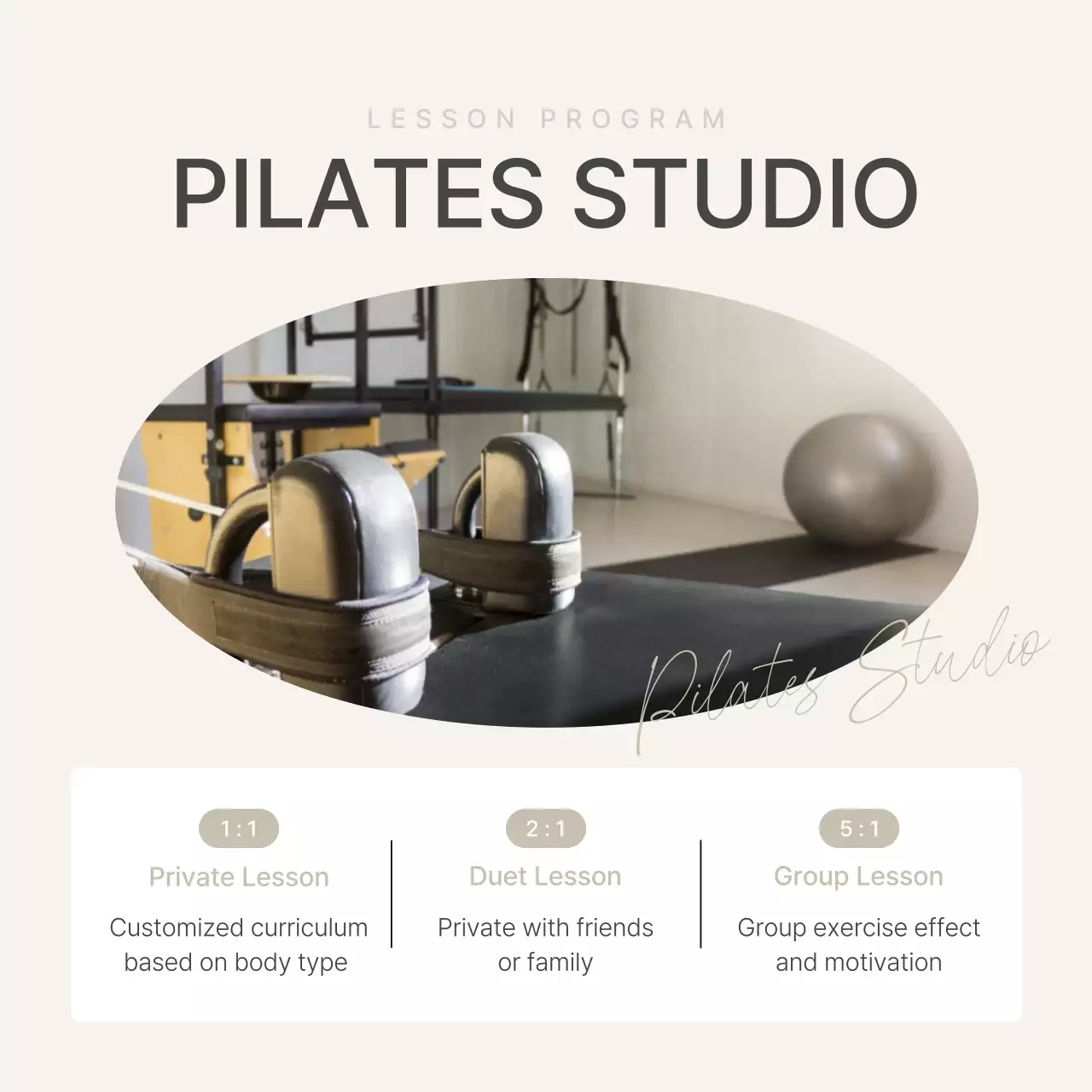Beige Minimal Pilates Promotion Social Media Post