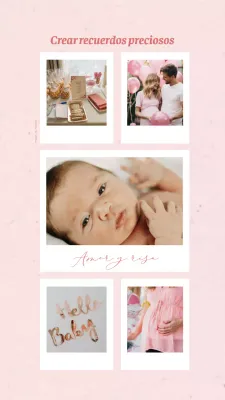Rosa y blanco Estética simple Foto Collage Baby Shower Flyer