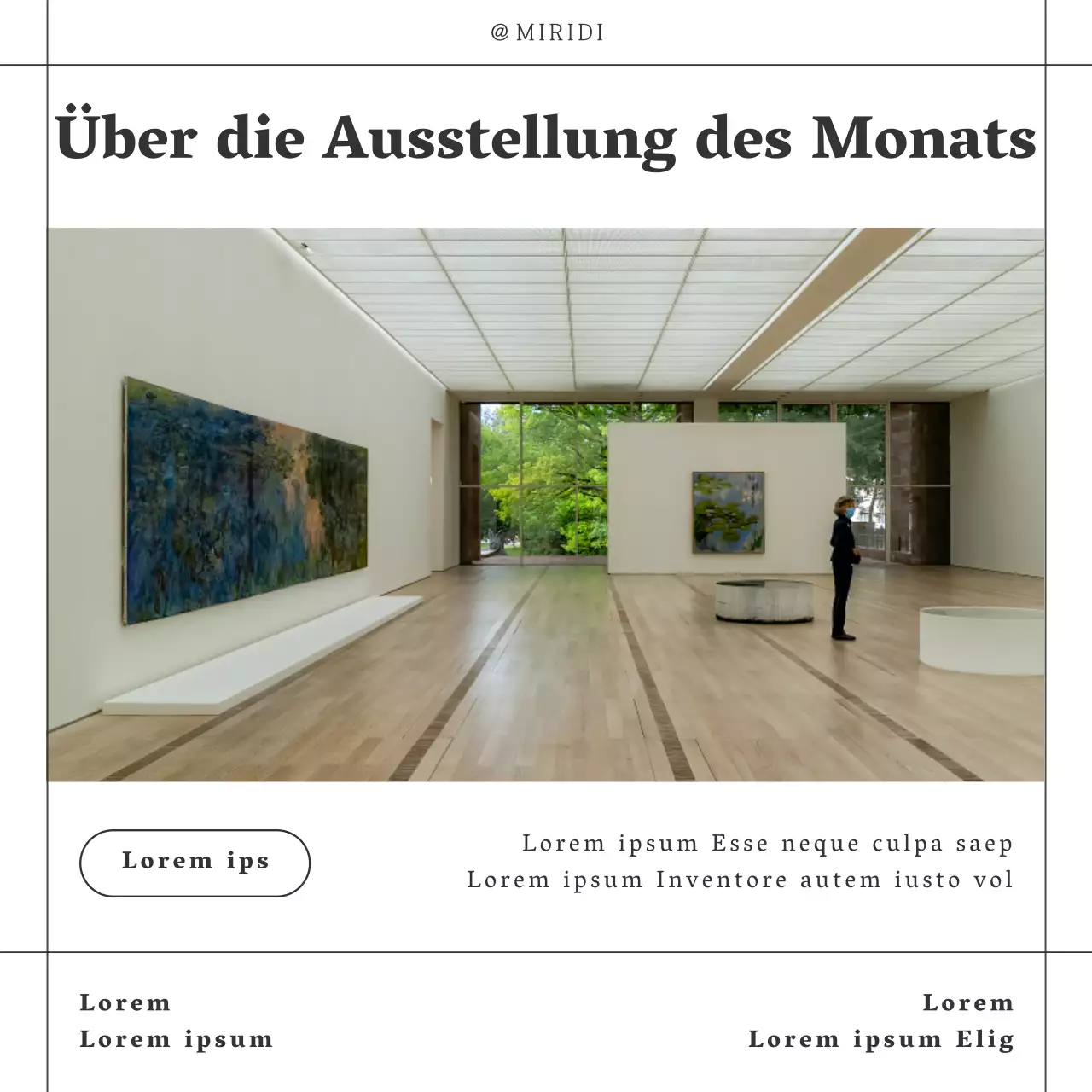 Förderung einer schwarz-weißen, trendigen Einzelausstellung in einer Kunstgalerie