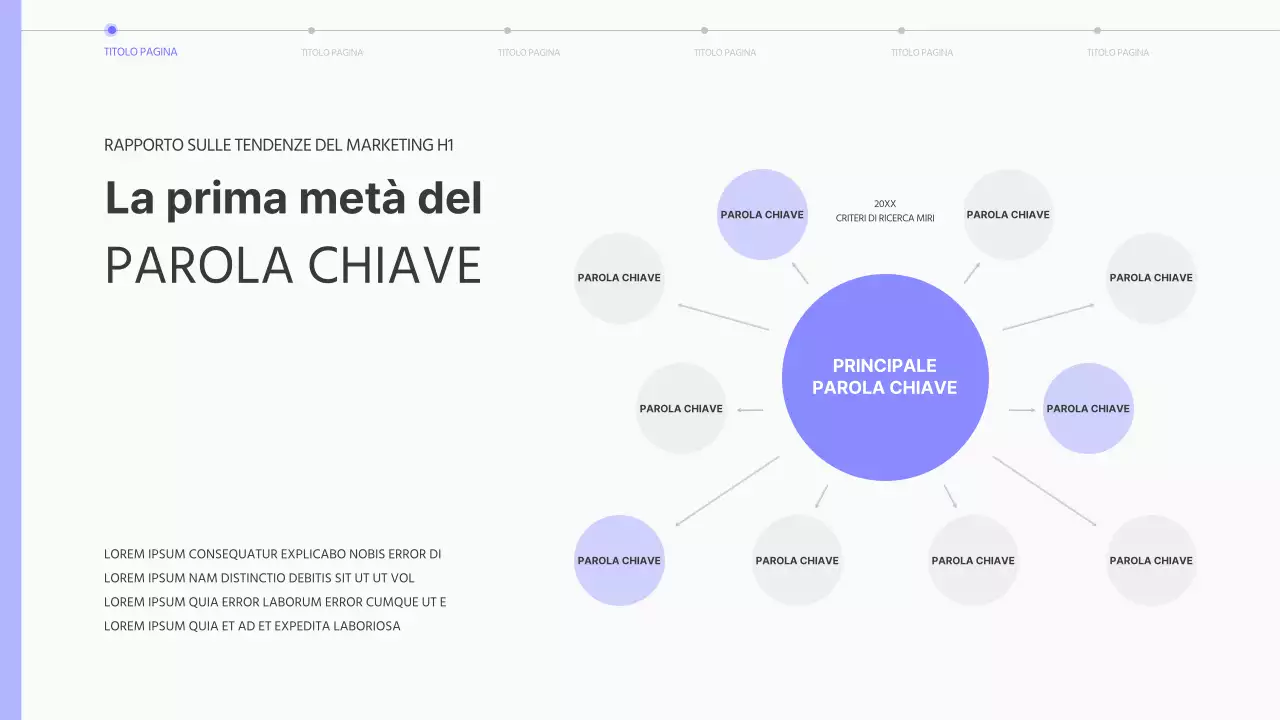 Semplice rapporto sulle tendenze del marketing in viola e nero