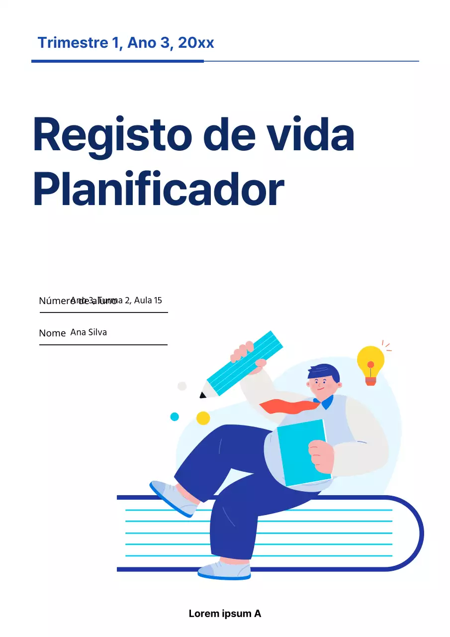 Uma agenda simples azul e branca