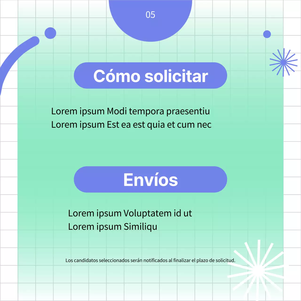 Anuncio geométrico azul y menta para intérprete cultural en prácticas