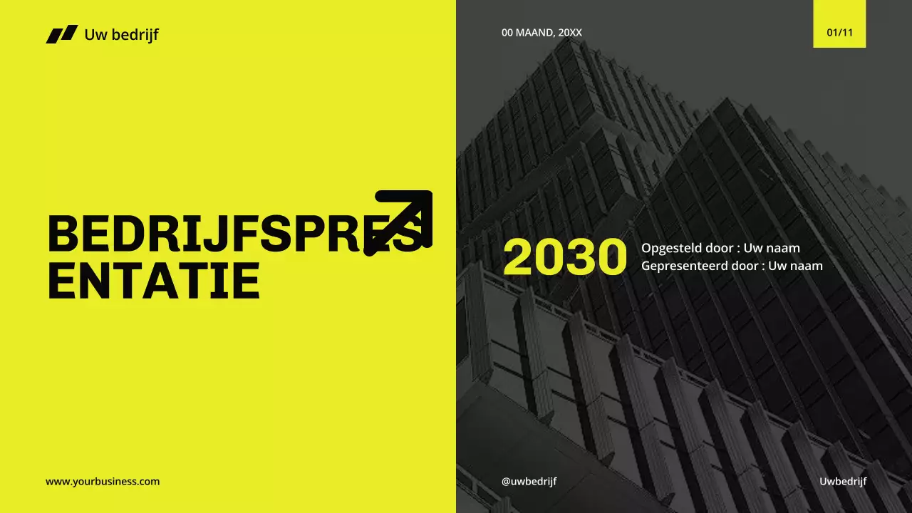 Geel Zwart Minimal Modern Bedrijfsprofiel voor Bedrijfsintroductie