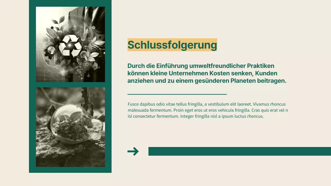 Grün und Gelb Einfaches Unternehmen Nachhaltige Lösungen Strategie