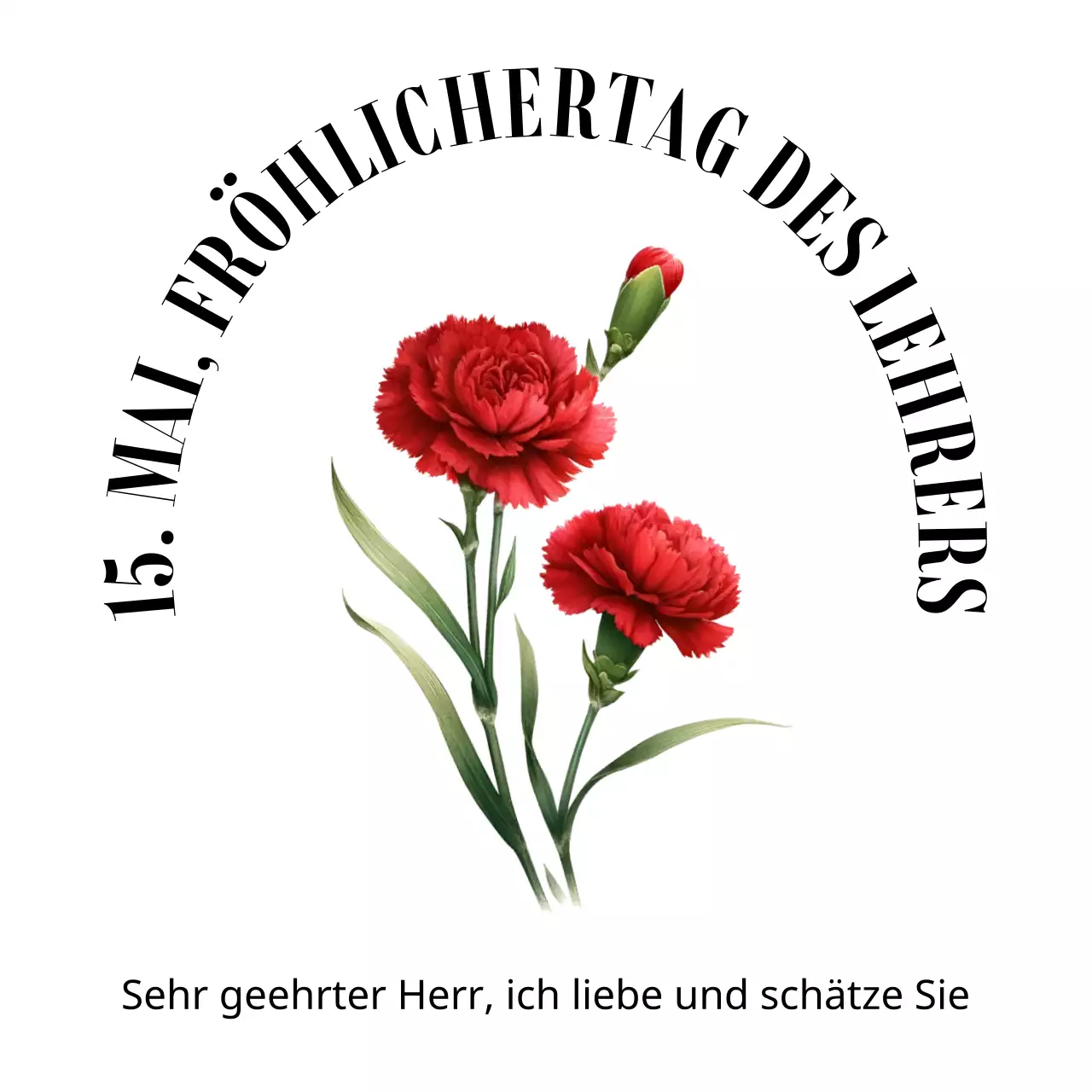 Ein einfaches Dankesschreiben zum Tag des Lehrers in Rot und Schwarz