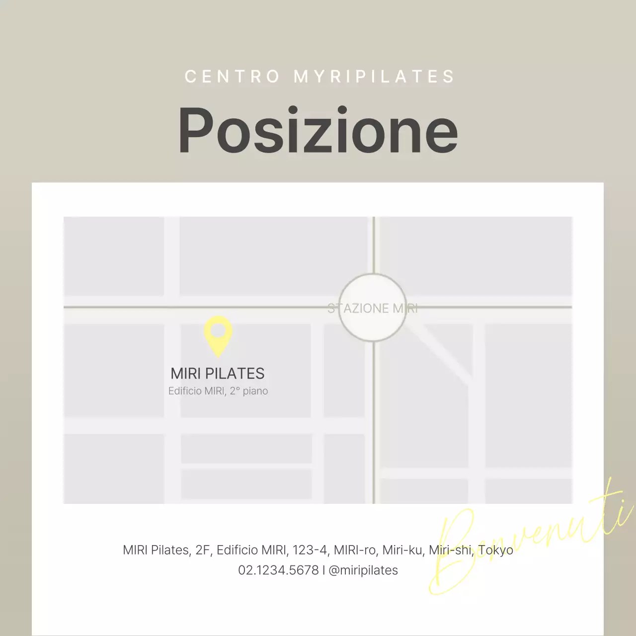 Annuncio di social media marketing di Pilates moderno in beige e giallo