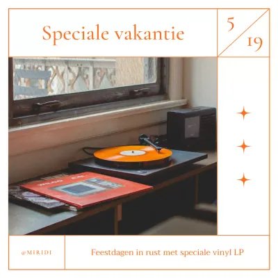 Promoot de trendy oranje en witte LP-audio van je muziekcafé